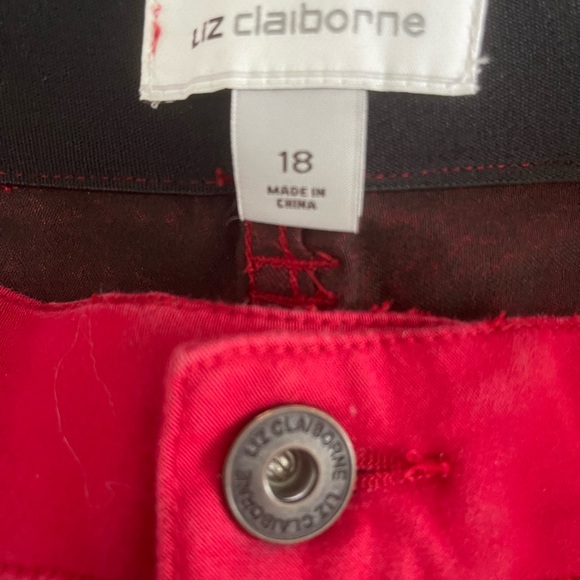 Liz Claiborne red, comfort waist, pants, size 18 - Picture 2 of 4